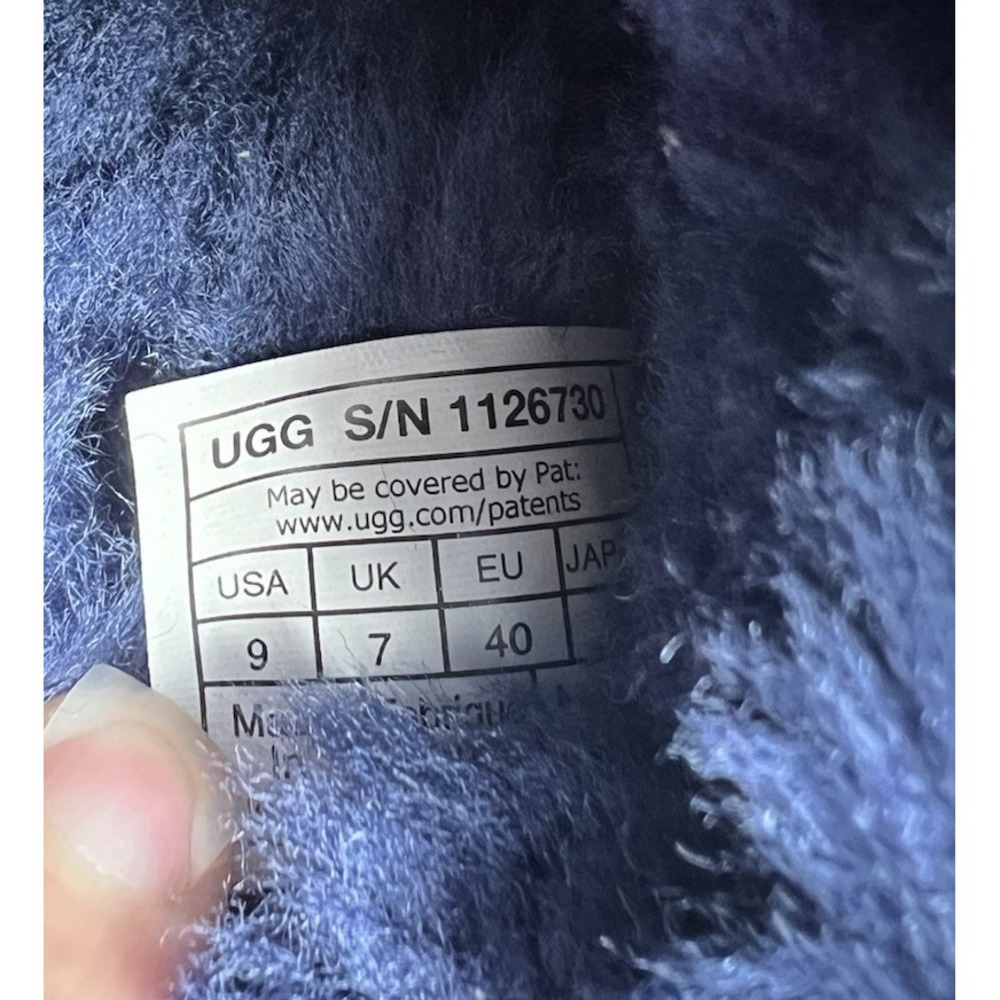 UGG AUSTRALIA REAL Sheepskin! Slide Slippers  Womens Sz 9 Shoes Navy VGUC - Picture 14 of 15